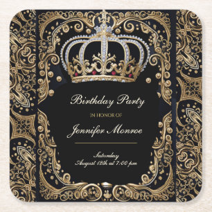 Royal Birthday Party Crown Invitation Kartonnen Onderzetters