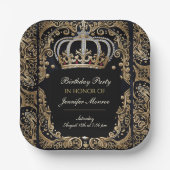 Royal Birthday Party Crown Invitation Papieren Bordje (Voorkant)
