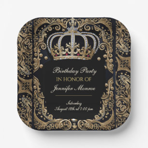 Royal Birthday Party Crown Invitation Papieren Bordje
