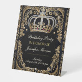 Royal Birthday Party Crown  Invitation Reclamebord Met Voetstuk (Voorkant)