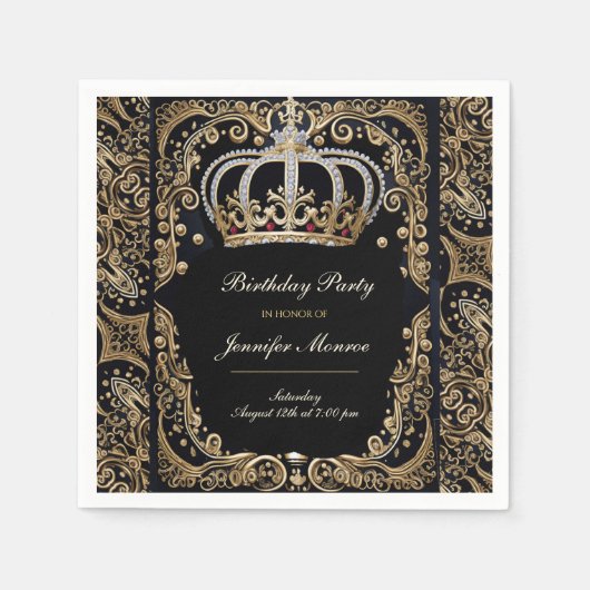 Royal Birthday Party Crown  Invitation Servet (Voorkant)