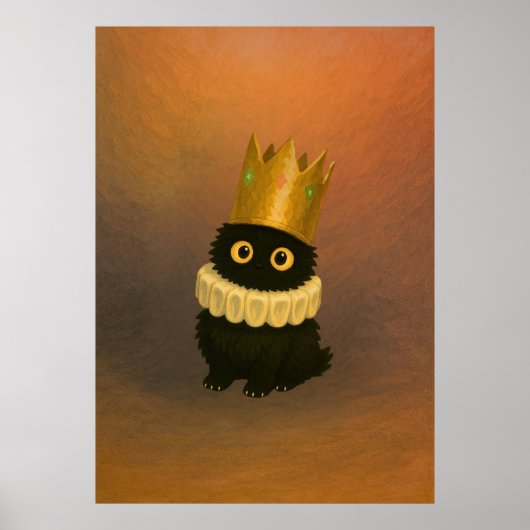 Royal Black Cat in Ghibli stijl Crown Poster (Voorkant)