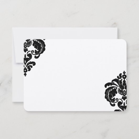 Royal Black Damask bruiloft RSVP (Voorkant)
