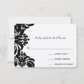 Royal Black Damask bruiloft RSVP (Achterkant)