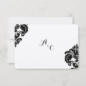 Royal Black Damask bruiloft RSVP (Voorkant)