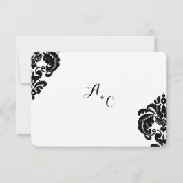 Royal Black Damask bruiloft RSVP