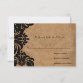 Royal Black Damask bruiloft RSVP Kaartje (Achterkant)
