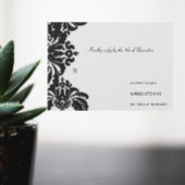 Royal Black Damask bruiloft RSVP Kaartje