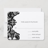  Royal Black Damask Wedding RSVP (Achterkant)