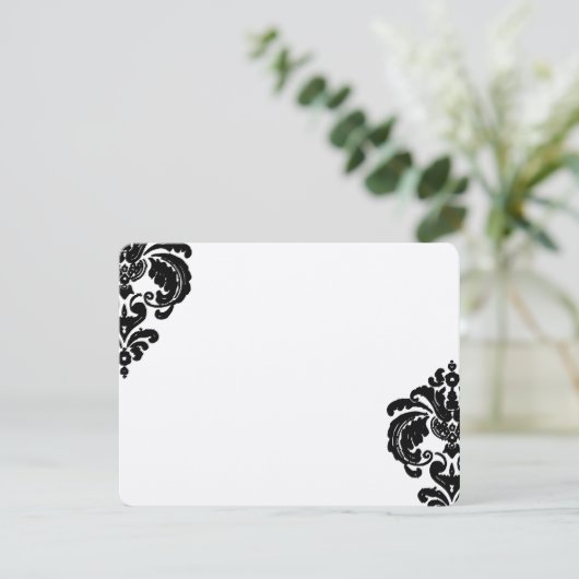  Royal Black Damask Wedding RSVP (Staand voorkant)