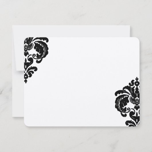  Royal Black Damask Wedding RSVP (Voorkant)