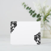  Royal Black Damask Wedding RSVP Kaartje (Staand voorkant)