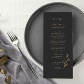 Royal Black Eenvoudig Minimalistisch Trouwmenu Menu