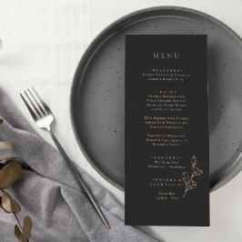 Royal Black Eenvoudig Minimalistisch Trouwmenu Menu