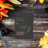 Royal Black eenvoudige minimalistische bruiloft RSVP Kaartje