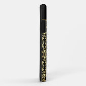 Royal Black en Gold Monogram Damask Case-Mate iPhone Case (Achterkant/rechts)