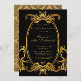 Royal Black Gold Bridesmaids Luncheon Invitation