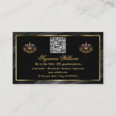 Royal Black Gold Crown met Logo QR-code Visitekaartje (Achterkant)