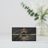 Royal Black Gold Crown met Logo QR-code Visitekaartje (Staand voorkant)