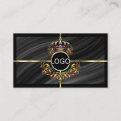 Royal Black Gold Crown met Logo QR-code Visitekaartje (Voorkant)