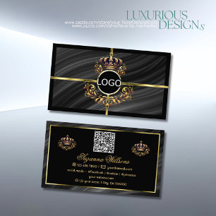 Royal Black Gold Crown met Logo QR-code Visitekaartje