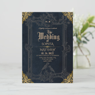 Royal Black Gold Fantasy Medieval Wedding  Kaart