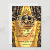 Royal Black Gold King Queen Crown Birthday Party Kaart (Voorkant)
