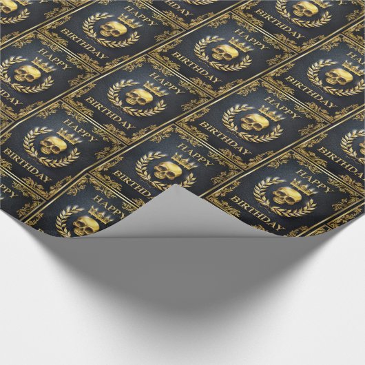 Royal Black & Gold King van de dode verjaardag Cadeaupapier (Hoek)