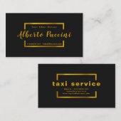Royal Black Gold Minimalist Radiant Taxi Service Visitekaartje (Voorkant / Achterkant)