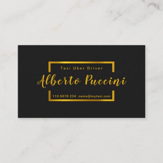 Royal Black Gold Minimalist Radiant Taxi Service Visitekaartje (Voorkant)