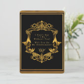 Royal Black Gold Nouveau Kaart (Staand voorkant)