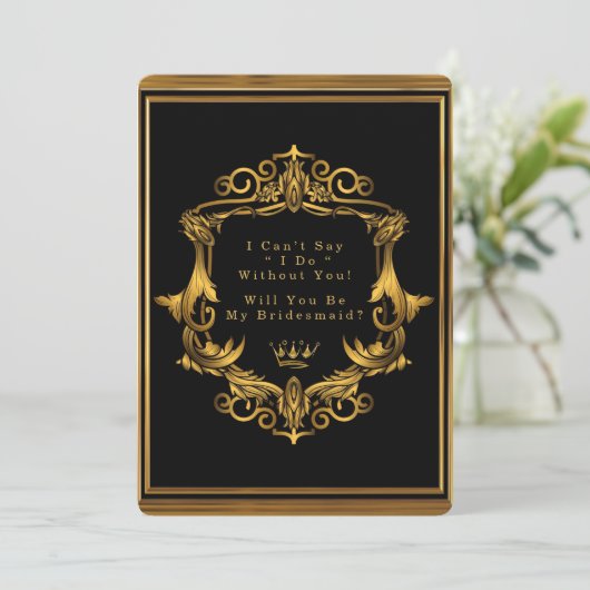 Royal Black Gold Nouveau Kaart (Staand voorkant)