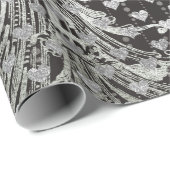 Royal Black Hearts Baroque Silver Hearts Grey Cadeaupapier (Rol Hoek)