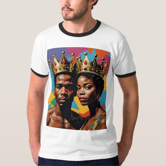 Royal Black King Queen paar T-shirt (Voorkant)