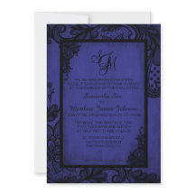 Royal Black Lace Gothic Wedding Invitation Kaart
