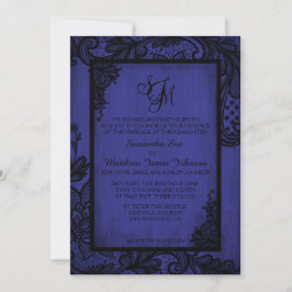 Royal Black Lace Gothic Wedding Invitation Kaart