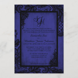Royal Black Lace Gothic Wedding Invitation Kaart