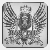 Royal black Lyon  Vierkante Sticker (Voorkant)