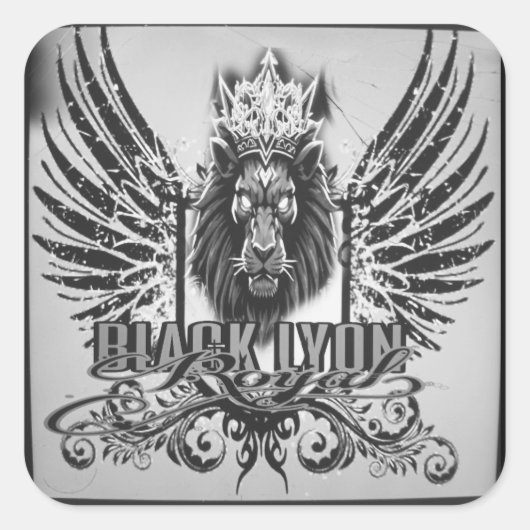 Royal black Lyon  Vierkante Sticker (Voorkant)