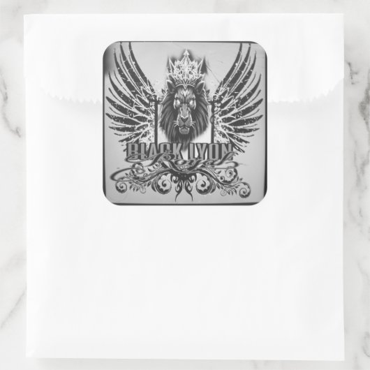 Royal black Lyon  Vierkante Sticker (Tas)