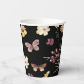 Royal Black Pastel Wildflower Modern Boho Wedding Papieren Bekers (Achterkant)
