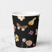 Royal Black Pastel Wildflower Modern Boho Wedding Papieren Bekers (Voorkant)