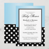 Royal Black Polka Dot Blue Baby Shower-uitnodiging Kaart (Voorkant / Achterkant)