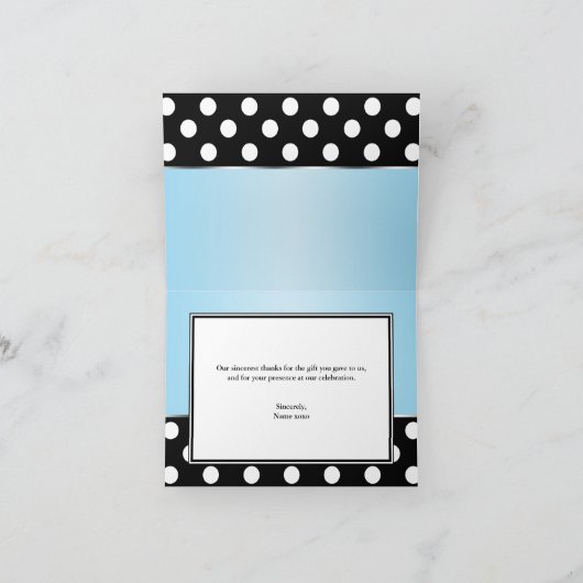 Royal Black Polka Dot Blue Hartelijk dank Bedankkaart (Binnen)