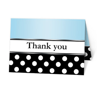 Royal Black Polka Dot Blue Hartelijk dank Bedankkaart