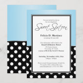 Royal Black Polka Dot Blue Sweet Sixteen Kaart (Voorkant / Achterkant)