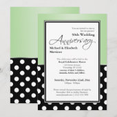 Royal Black Polka Dot Green 50th Anniversary Kaart (Voorkant / Achterkant)