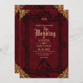 Royal Black Red Fantasy Medieval Wedding Kaart (Voorkant / Achterkant)