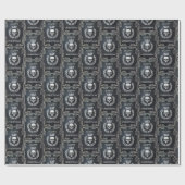 Royal Black & Silver King of the Dead Kerstmis Cadeaupapier (Vlak)