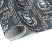 Royal Black & Silver King of the Dead Kerstmis Cadeaupapier (Rol Hoek)